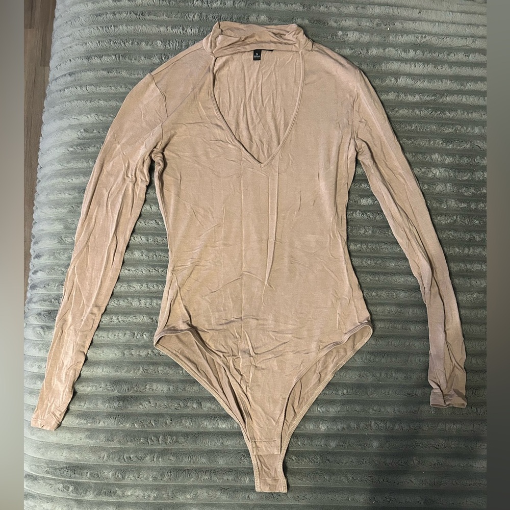 Kendall & Kylie Beige Long Sleeve Bodysuit